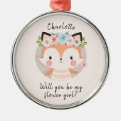 Fox Flower Girl Vorschlag Card Ornament Aus Metall (Vorne)