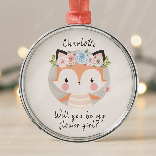 Fox Flower Girl Vorschlag Card Ornament Aus Metall