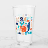 Fox Folk Art Floral Muster | Art Glas (Vorderseite)