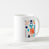 Fox Folk Art Floral Muster | Art Kaffeetasse (VorderseiteRechts)