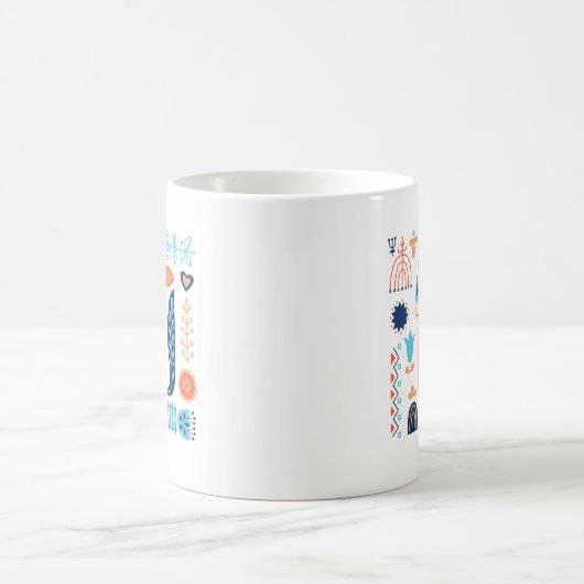 Fox Folk Art Floral Muster | Art Kaffeetasse (Mittel)