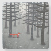 Fox Forest Art Steinuntersetzer (Vorderseite)
