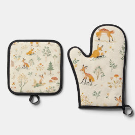 "Fox Forest Kitchen Set" Ofenhandschuh & Topflappen-Set