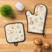 "Fox Forest Kitchen Set" Ofenhandschuh & Topflappen-Set (Oben Unten)