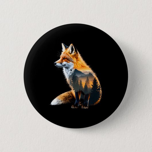 Fox Forest Nature Lover Mountains Hiking Camng Bus Button (Vorderseite)