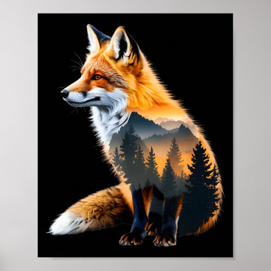 Fox Forest Nature Lover Mountains Hiking Camng Bus Poster (Vorne)