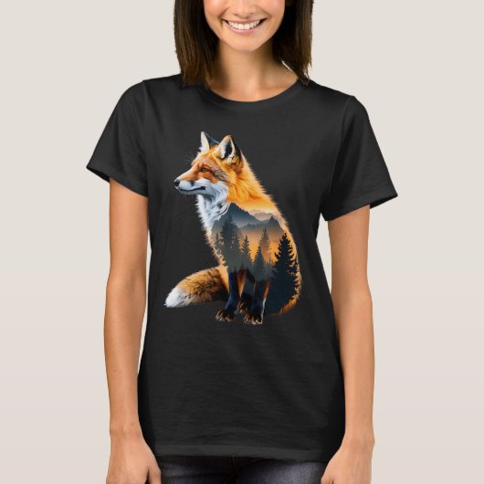 Fox Forest Nature Lover Mountains Hiking Camng Bus T-Shirt (Vorderseite)