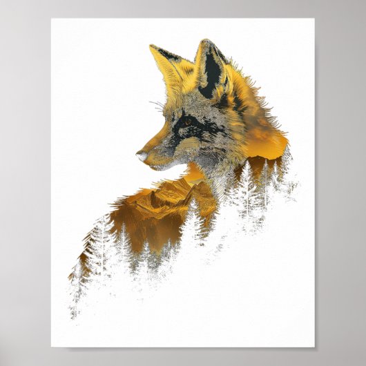 Fox Forest Nature Lover Mountains Hiking Camping H Poster (Vorne)