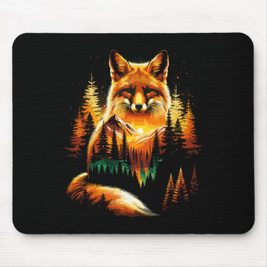 Fox Forest Nature Lover Mountains Hiking Camping  Mousepad (Vorne)