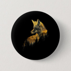 Fox Forest Nature Lover Mountains Wandern Camping  Button