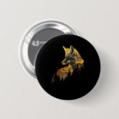 Fox Forest Nature Lover Mountains Wandern Camping  Button (Vorne & Hinten)