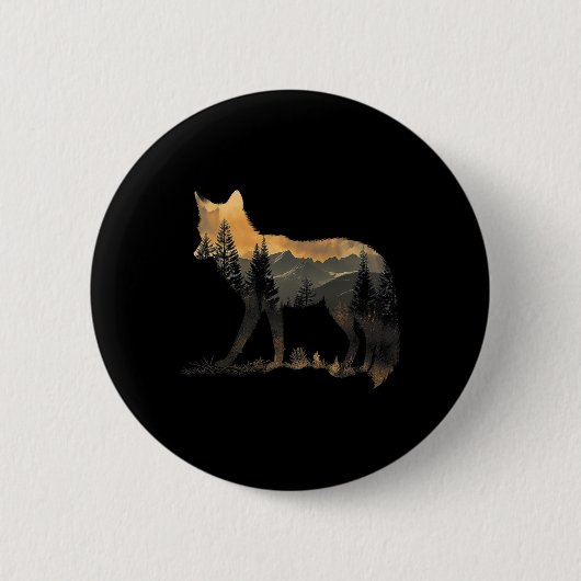 Fox Forest Nature Lover Mountains Wandern Camping  Button (Vorderseite)