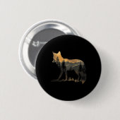 Fox Forest Nature Lover Mountains Wandern Camping  Button (Vorne & Hinten)