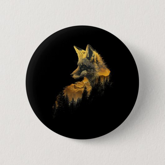 Fox Forest Nature Lover Mountains Wandern Camping Button (Vorderseite)
