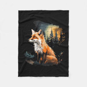 Fox Forest Nature Lover Mountains Wandern Camping Fleecedecke