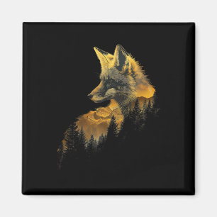 Fox Forest Nature Lover Mountains Wandern Camping  Magnet