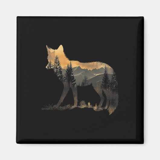 Fox Forest Nature Lover Mountains Wandern Camping Magnet (Vorne)