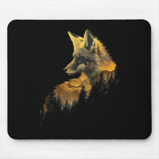Fox Forest Nature Lover Mountains Wandern Camping  Mousepad (Vorne)