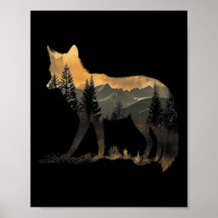 Fox Forest Nature Lover Mountains Wandern Camping Poster