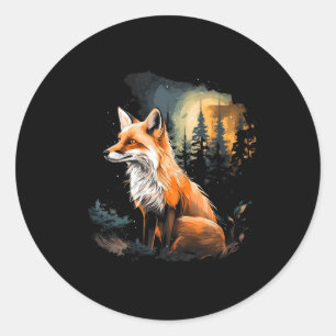 Fox Forest Nature Lover Mountains Wandern Camping  Runder Aufkleber