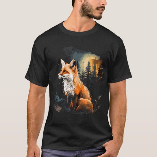 Fox Forest Nature Lover Mountains Wandern Camping  T-Shirt (Vorderseite)