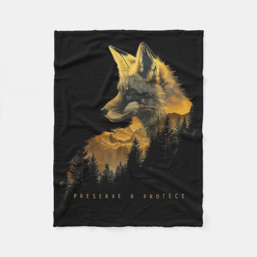 Fox Forest Protect Preserve Hiking Camping Nature Fleecedecke (Vorderseite)