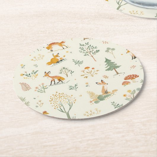 "Fox Forest Untersetzer" Runder Pappuntersetzer (Angewinkelt)