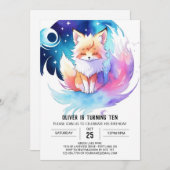 Fox Friends in the Woods Birthday Einladung (Vorne/Hinten)