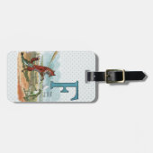 Fox Frog Fishing Antike Illustration Gepäckanhänger (Vorderseite horizontal)