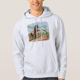 Fox Frog Fishing Antike Illustration Hoodie