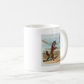 Fox Frog Fishing Antike Illustration Kaffeetasse (VorderseiteRechts)