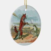 Fox Frog Fishing Antike Illustration Keramik Ornament (Rechts)