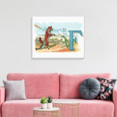 Fox Frog Fishing Antike Illustration Leinwanddruck (Insitu (Wohnzimmer))