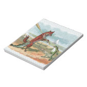 Fox Frog Fishing Antike Illustration Notizblock (Rotiert)