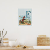 Fox Frog Fishing Antike Illustration Poster (Küche)