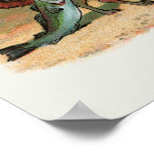 Fox Frog Fishing Antike Illustration Poster (Ecke)