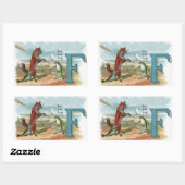 Fox Frog Fishing Antike Illustration Rechteckiger Aufkleber (Blatt)