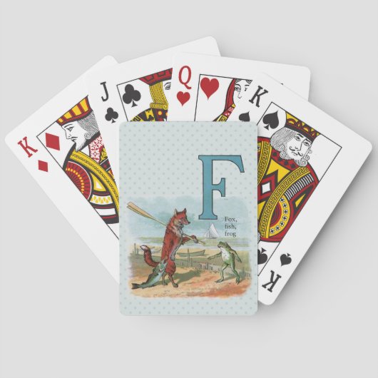 Fox Frog Fishing Antike Illustration Spielkarten (Rückseite)