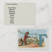 Fox Frog Fishing Antike Illustration Visitenkarte (Vorne/Hinten)