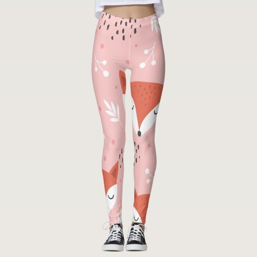Fox Fun: Niedliches Waldmuster Leggings (Vorderseite)