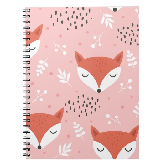 Fox Fun: Niedliches Waldmuster Notizblock (Vorderseite)