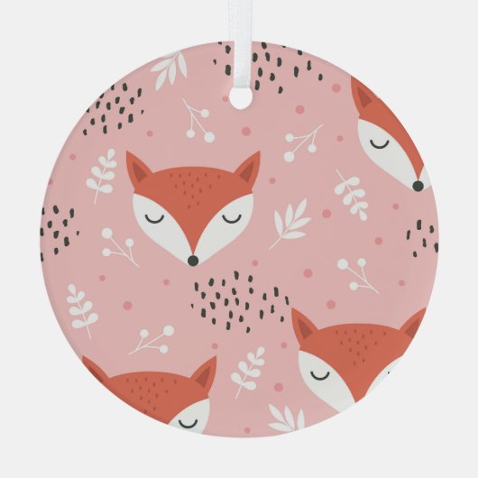 Fox Fun: Niedliches Waldmuster Ornament Aus Glas (Rückseite)