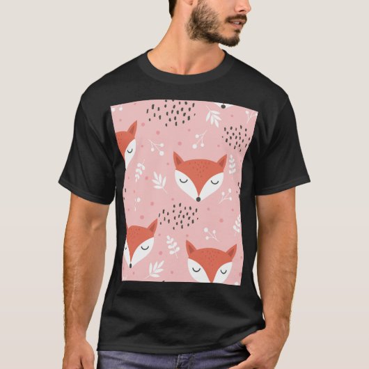 Fox Fun: Niedliches Waldmuster T-Shirt (Vorderseite)
