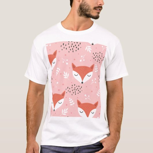 Fox Fun: Niedliches Waldmuster T-Shirt (Vorderseite)