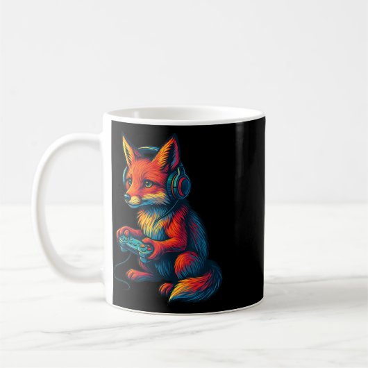 Fox Gaming With Headphones Funny Video Games Gamer Kaffeetasse (Links)
