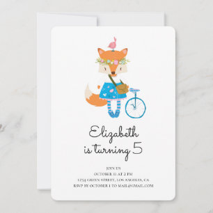 Fox Geburtstagsfeier Einladung. Mädchen. Tierart Einladung