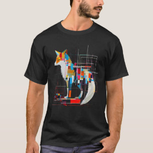 Fox Geometric Artwork Colorful Animal Motif Fox T-Shirt
