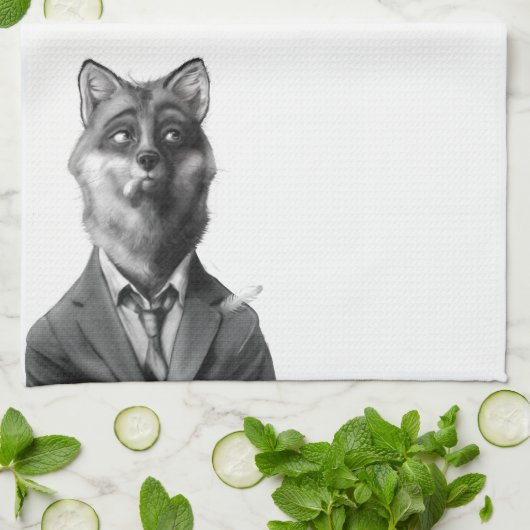 Fox-Geschirrtuch (Front) Handtuch (Gefaltet)