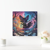 Fox geteilt durch die Twilight-Reiche Quadratische Wanduhr (Zuhause)