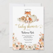 Fox Girl Fall Baby Shower Einladung (Vorderseite)